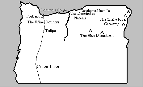 Oregon Coast line-approximate location of Oregon's Lighthouses