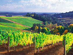 Painting of Willamette Valley Vineyard - Dundee, Oregon
